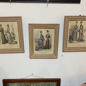 (3) 1800's Leatherback French fashion plates Journal des Demoiselles magazine